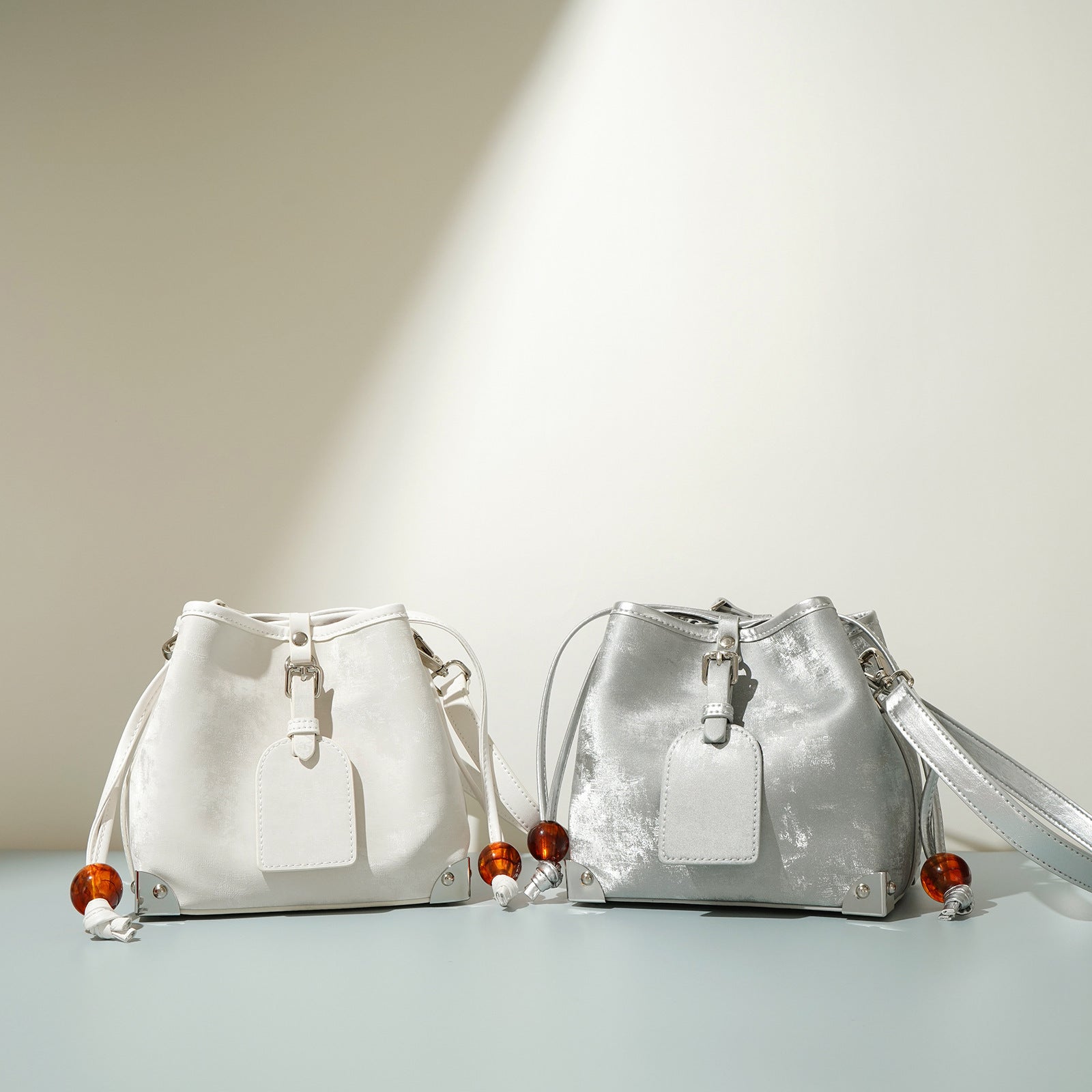 Leather Chinese Satin Crossbody Bag