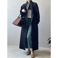 Long Section With A Stand Collar Trench Coat Women's Single-breasted Baggy Coat