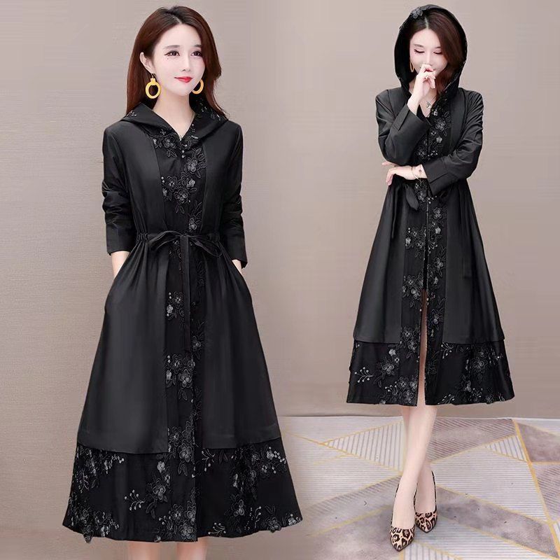 Elegant Trench Coat Women's Plus Size Coat Over The Knee Fashion