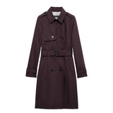 Retro Double-breasted Slim-fit Long-sleeved Lapel Versatile Trench Coat