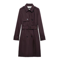 Retro Double-breasted Slim-fit Long-sleeved Lapel Versatile Trench Coat