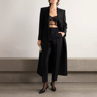 Double Breasted Slim Waist Long Slit Suit Skirt