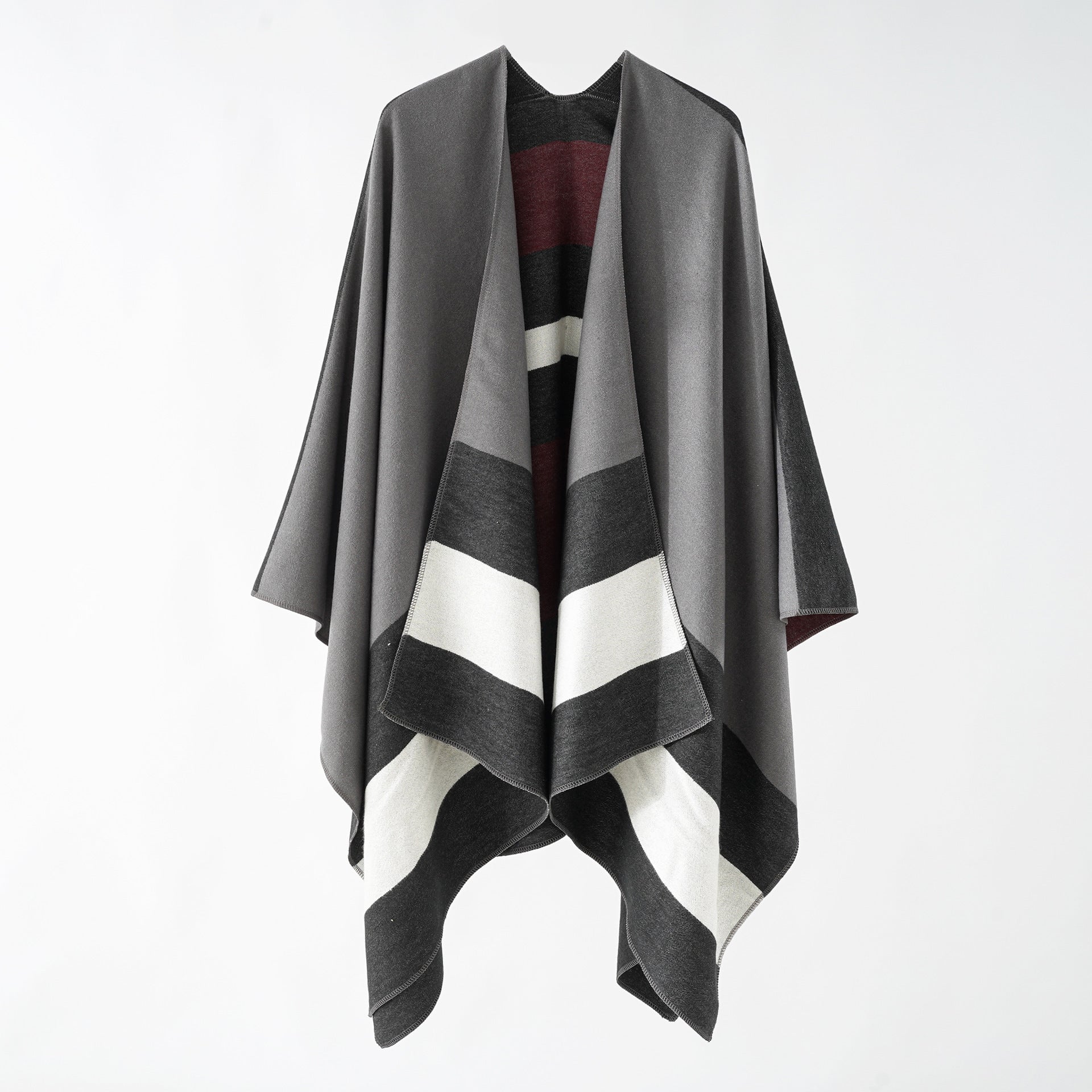 Double-sided Plaid Cashmere Shawl Coat