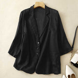 Cotton And Linen Loose Slimming Middle Sleeve Suit Jacket