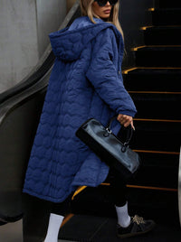 Korean Style Women's Fashion Plaid Hooded Long Fluffy Coat