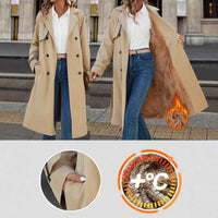 European And American Women's Clothing Double Breasted Belt Fleece Trench Coat Coat