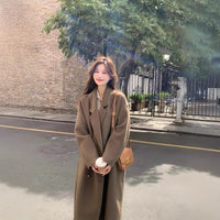 Autumn And Winter New Korean Style Loose Mid-length Hepburn Style Woolen