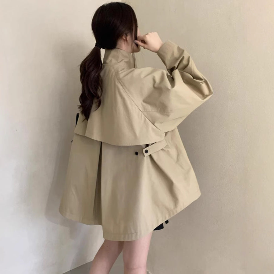 Fall Winter Stand Collar Skirt Elegant Trench Coat