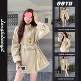 Khaki Short Stand Collar Windbreaker For Women Autumn New Small Super Beautiful Feeling British Style Coat