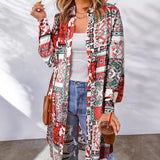 Bohemian Shirt Lapel Loose Casual Printed Long Cardigan